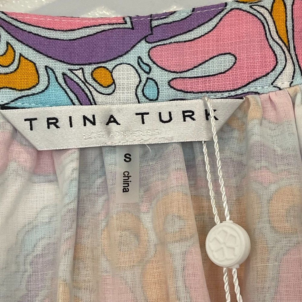 NWT Trina Turk Coral Gables Cotton Printed Halter Neck Dress Multicolor Size S - Picture 7 of 10
